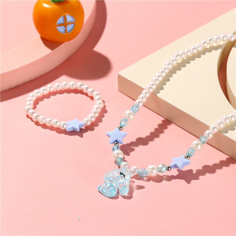 Vaikų kaklo papuošalas su vienaragio žvaigždžių spindesio pakabuku, derva/plastikas, rutulinis grandinėlė, rankų darbas, pritaikomas — Princesių serija