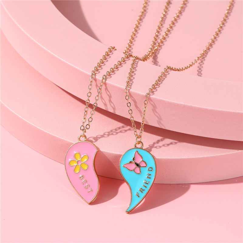 Karoliai su aliuminio lydinio pakabuku lašinio formos, kryžminė grandinė, saldus stilius, pritaikomas apdorojimas