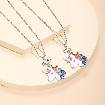 Vienaragio pakabuko grandinėlė geriausiems draugams – BFF vaikų draugystės papuošalai; lydinys, rutulinė grandinėlė, ilgis 21–50 cm, 9K kokybė