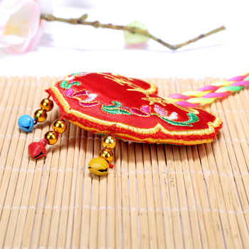 Vaikų kaklo papuošalas su ilgaamžiškumo pakabuku, iš audinio, kinų liaudies įkvėptas vaikams, širdies motyvas, atskiras įpakavimas, vasaros 2021 leidimas