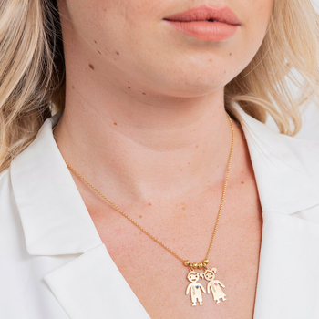 Ogrlica od nehrđajućeg čelika s likovima lutke, srca i teksta, standardni lanac, polirani završetak, proljeće 2023