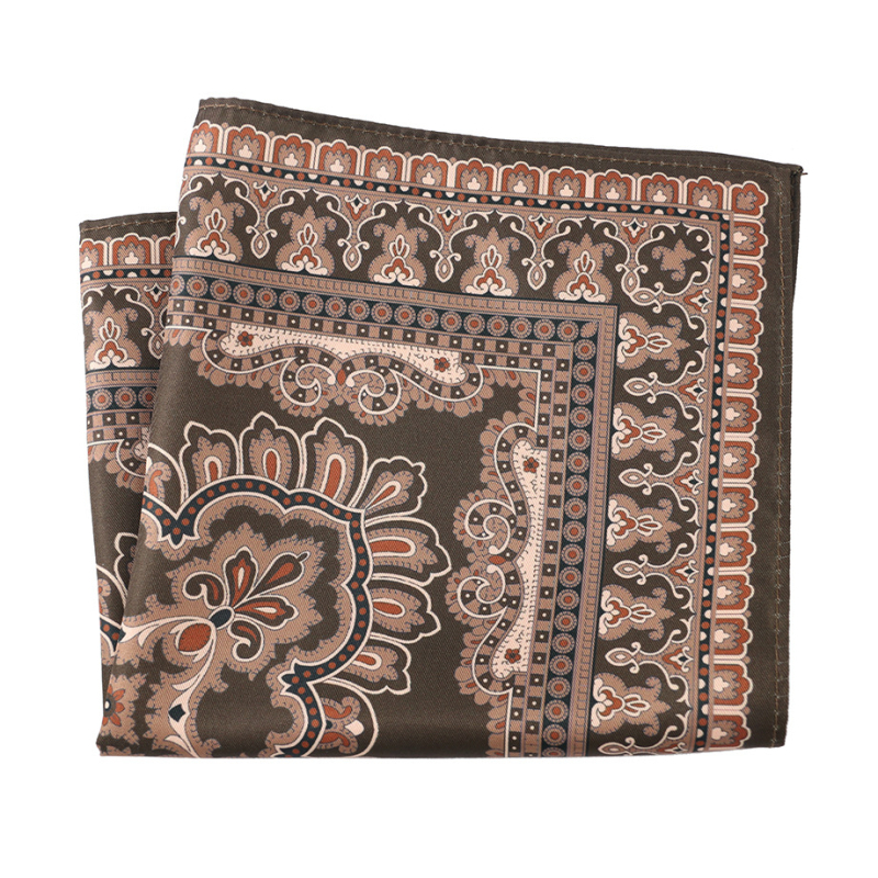 Мъжка джобна кърпичка с флорален принт, двустранно печатена, полиестер, вечерен/ежедневен стил, лято 2025