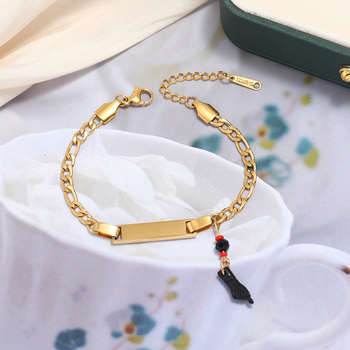 Brățară din oțel inoxidabil placată cu aur real, design geometric original pentru copii