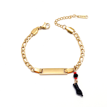 Brățară din oțel inoxidabil placată cu aur real, design geometric original pentru copii