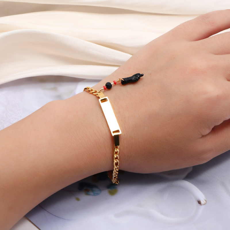 Brățară din oțel inoxidabil placată cu aur real, design geometric original pentru copii