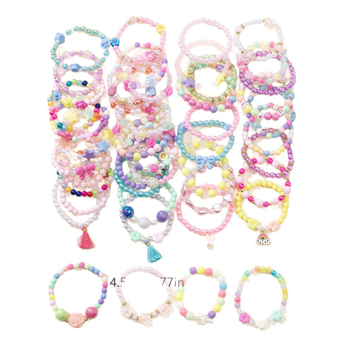 Dječja elastična narukvica od akrilnih perlica s geometrijskim uzorkom, ručna izrada, unisex, proljeće 2024