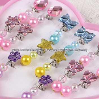 Laste kõrvarõngad klipsidega, lillekujuline kuju, Printsesseseeria, materjal plastik/vaik, Korea stiil