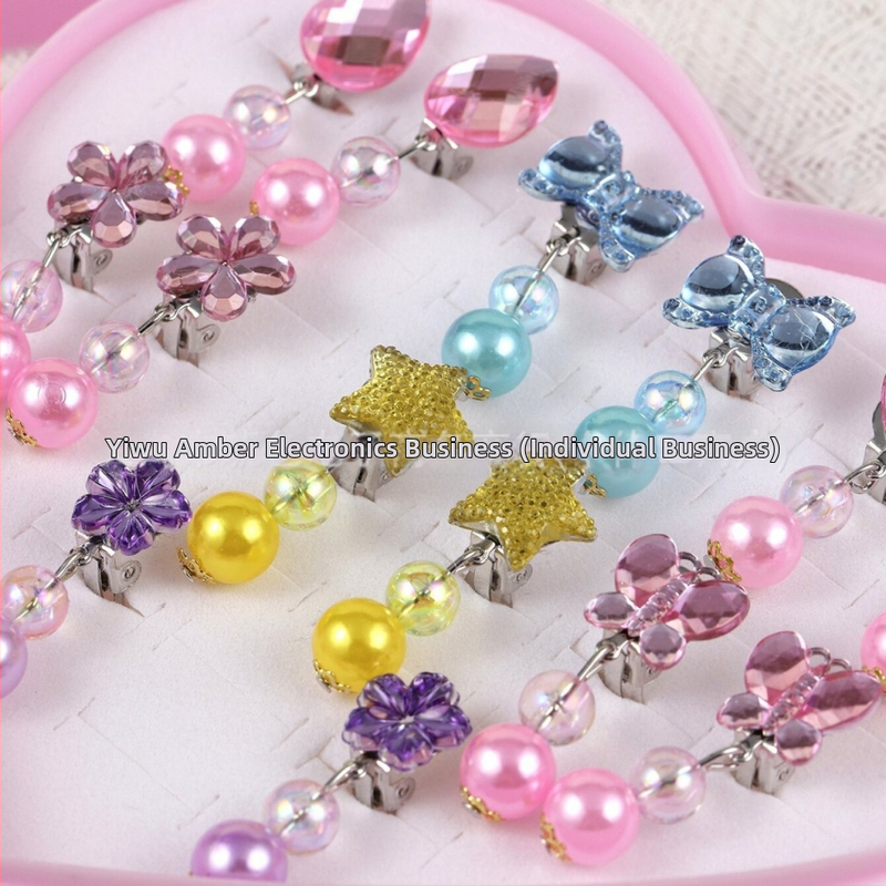 Laste kõrvarõngad klipsidega, lillekujuline kuju, Printsesseseeria, materjal plastik/vaik, Korea stiil