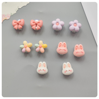 Dječji naušnice s klipsom, u obliku cvijeta, ručno izrađene, sa silikonskom podlogom