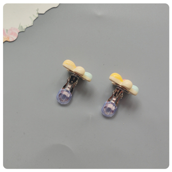 Dječji naušnice s klipsom, u obliku cvijeta, ručno izrađene, sa silikonskom podlogom