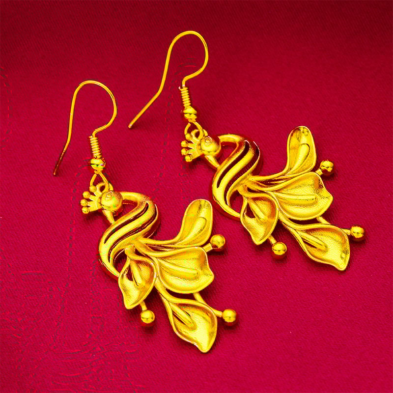 Naušnice - paun motiv, mesing, originalni dizajn, podrijetlo Guangzhou, ljeto 2023 (materijal: mesing; model: životinjski motiv; podrijetlo: Guangzhou; godina/sezona: ljeto 2023; stil: originalni dizajn)