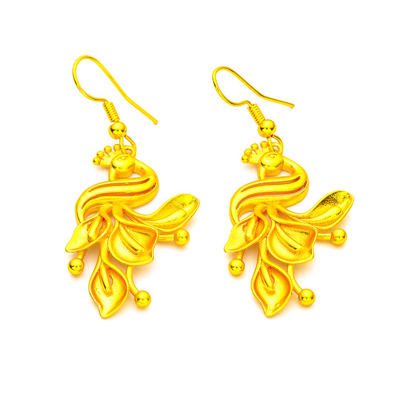 Naušnice - paun motiv, mesing, originalni dizajn, podrijetlo Guangzhou, ljeto 2023 (materijal: mesing; model: životinjski motiv; podrijetlo: Guangzhou; godina/sezona: ljeto 2023; stil: originalni dizajn)