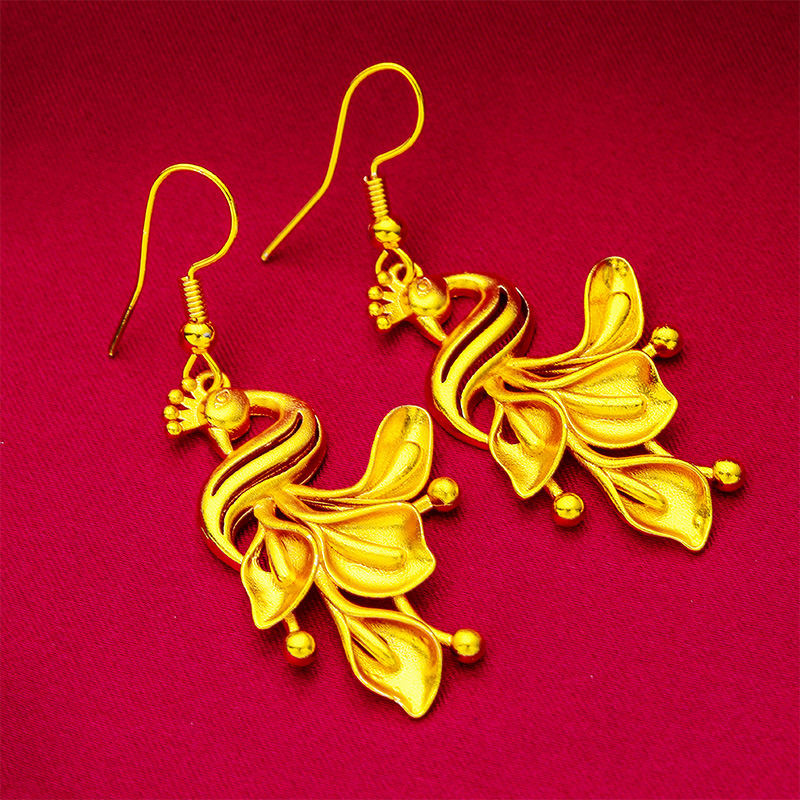 Naušnice - paun motiv, mesing, originalni dizajn, podrijetlo Guangzhou, ljeto 2023 (materijal: mesing; model: životinjski motiv; podrijetlo: Guangzhou; godina/sezona: ljeto 2023; stil: originalni dizajn)