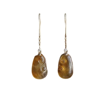 Geometrijski naušnici s imitacijom chalcedona i kristalima, bakrena podloga s premazom srebra 925, elektroplatiranje.