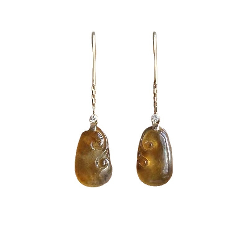 Geometrijski naušnici s imitacijom chalcedona i kristalima, bakrena podloga s premazom srebra 925, elektroplatiranje.