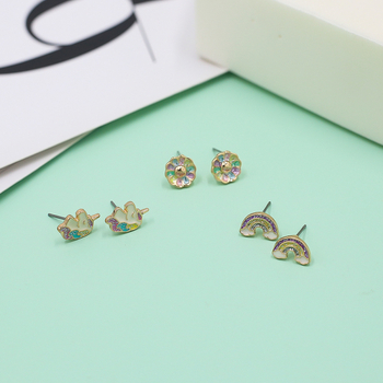 Dječje naušnice – karikatura stil, od legure, premaz dijamanata, umetnuti umjetni kamen u leguri