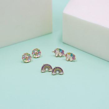 Dječje naušnice – karikatura stil, od legure, premaz dijamanata, umetnuti umjetni kamen u leguri