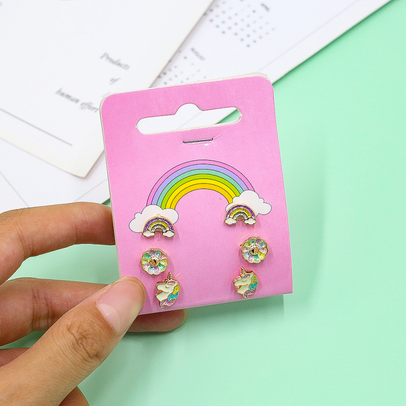 Dječje naušnice – karikatura stil, od legure, premaz dijamanata, umetnuti umjetni kamen u leguri