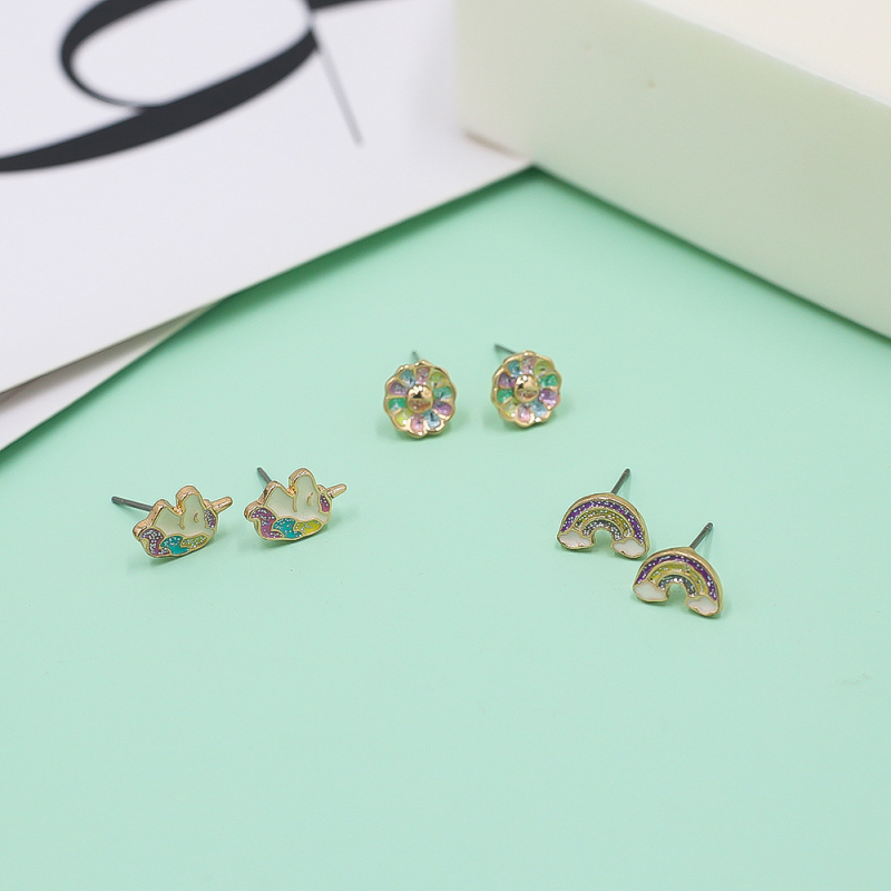 Dječje naušnice – karikatura stil, od legure, premaz dijamanata, umetnuti umjetni kamen u leguri