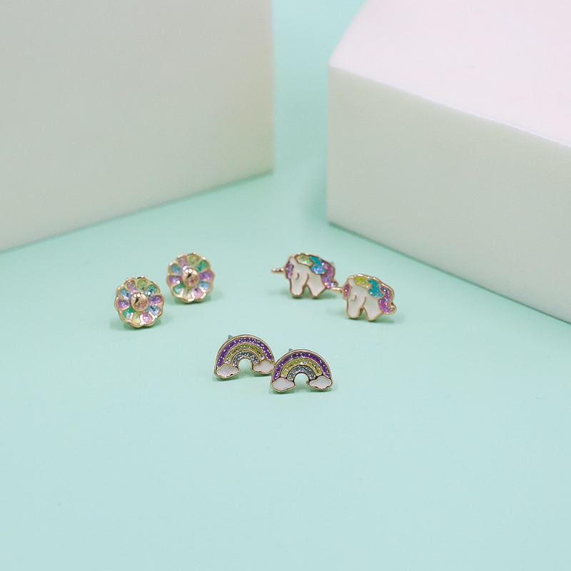 Dječje naušnice – karikatura stil, od legure, premaz dijamanata, umetnuti umjetni kamen u leguri