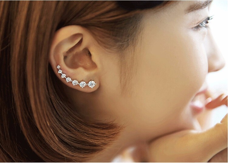 DD srebrne naušnice s cvjetnim dizajnom i cirkonom