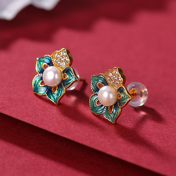 Naušnice od srebra 925, prirodni slatkovodni biseri, U-oblik dizajn, vintage stil, brend Yilu