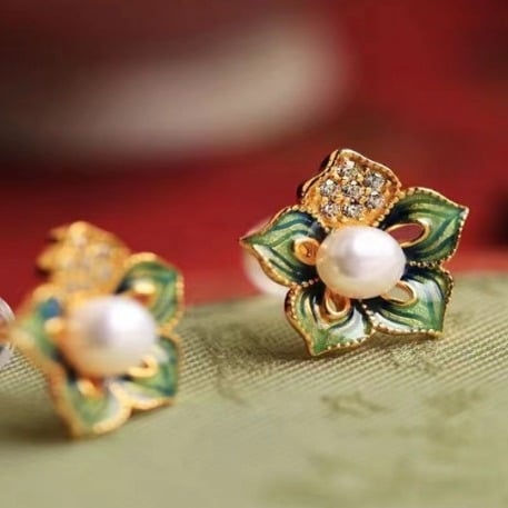 Naušnice od srebra 925, prirodni slatkovodni biseri, U-oblik dizajn, vintage stil, brend Yilu