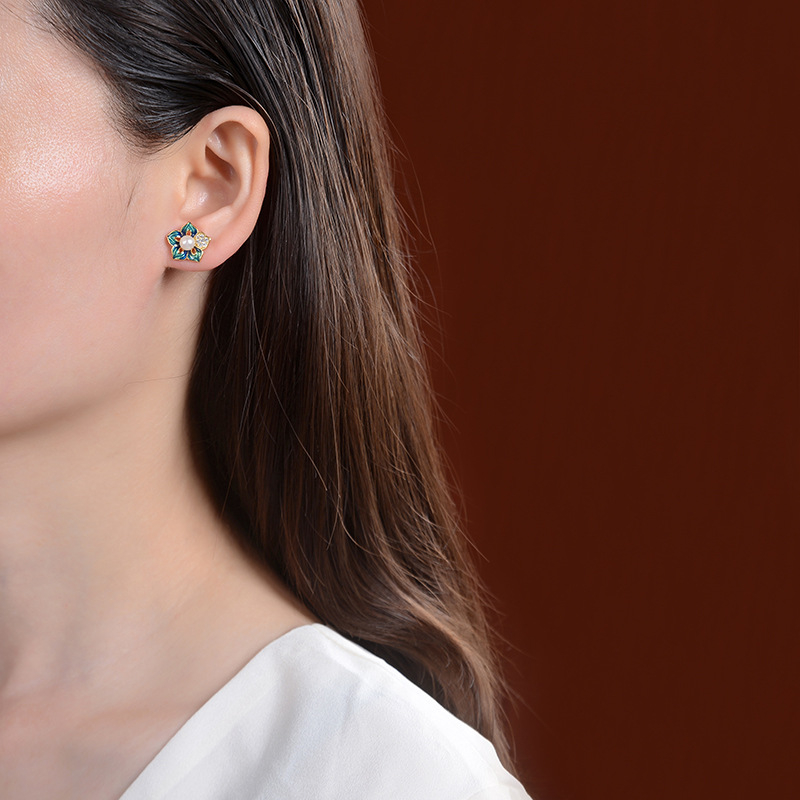 Naušnice od srebra 925, prirodni slatkovodni biseri, U-oblik dizajn, vintage stil, brend Yilu