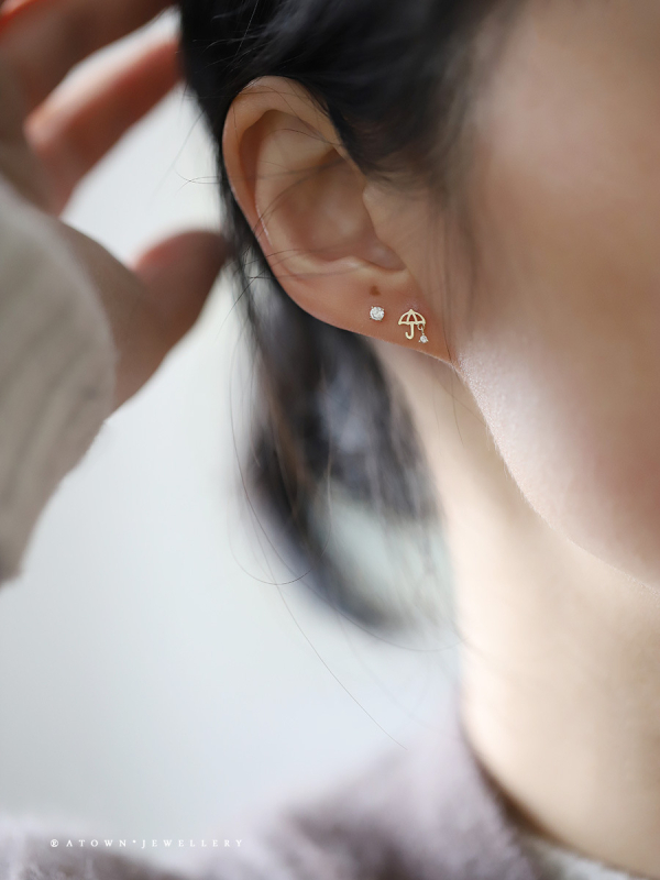 Fülbevalók – esernyő motívum, esős nap témájú (Anyaga: ezüst; Bevonat: elektroplatírozás; Nemesfém minőség: 0,7)