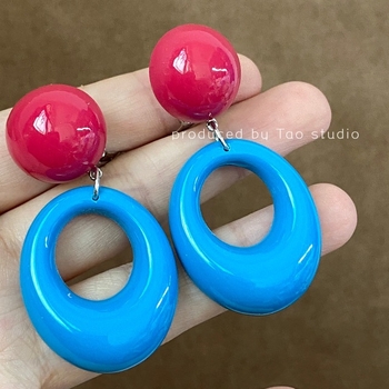 Naušnice za klipse - 80-ih godina retro hongkonški stil, bez rupa, mješavina materijala, stil 20213, ljeto 2024