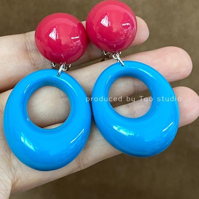 Naušnice za klipse - 80-ih godina retro hongkonški stil, bez rupa, mješavina materijala, stil 20213, ljeto 2024