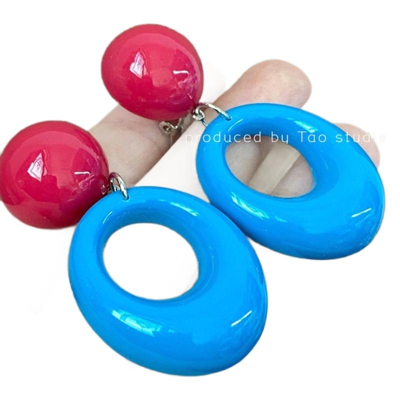 Naušnice za klipse - 80-ih godina retro hongkonški stil, bez rupa, mješavina materijala, stil 20213, ljeto 2024