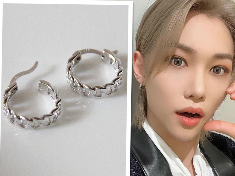 Bakreni geometrijski naušnici s lančićem – elektroplatinirani, minimalistički dizajn, originalni stil, za parove