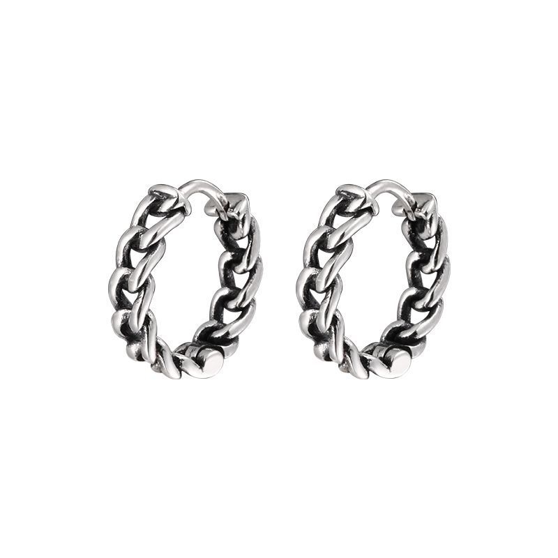 Bakreni geometrijski naušnici s lančićem – elektroplatinirani, minimalistički dizajn, originalni stil, za parove