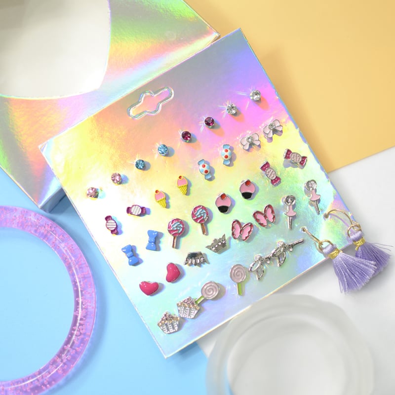 Naušnice od legure, premaz kapljica ulja – motivi cvijeća i lik karikature, za djecu