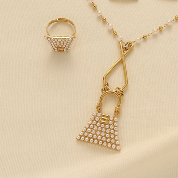 Set od tri dijela: lanac, naušnice i torbica; legura; elektroplatiranje; etnički stil; uzorak Kitty/Snoopy