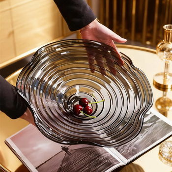 Üvegből készült gyümölcs tál otthoni használatra, modern minimalist stílus, szilárd minta, 2021 nyár