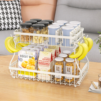 Vasból készült több rétegű gyümölcs- és snacktároló kosár leválasztható rekeszekkel, irodához, nappaliba és fürdőszobába