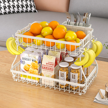 Vasból készült több rétegű gyümölcs- és snacktároló kosár leválasztható rekeszekkel, irodához, nappaliba és fürdőszobába