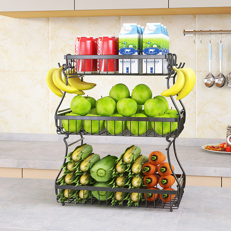 Vasból készült több rétegű gyümölcs- és snacktároló kosár leválasztható rekeszekkel, irodához, nappaliba és fürdőszobába