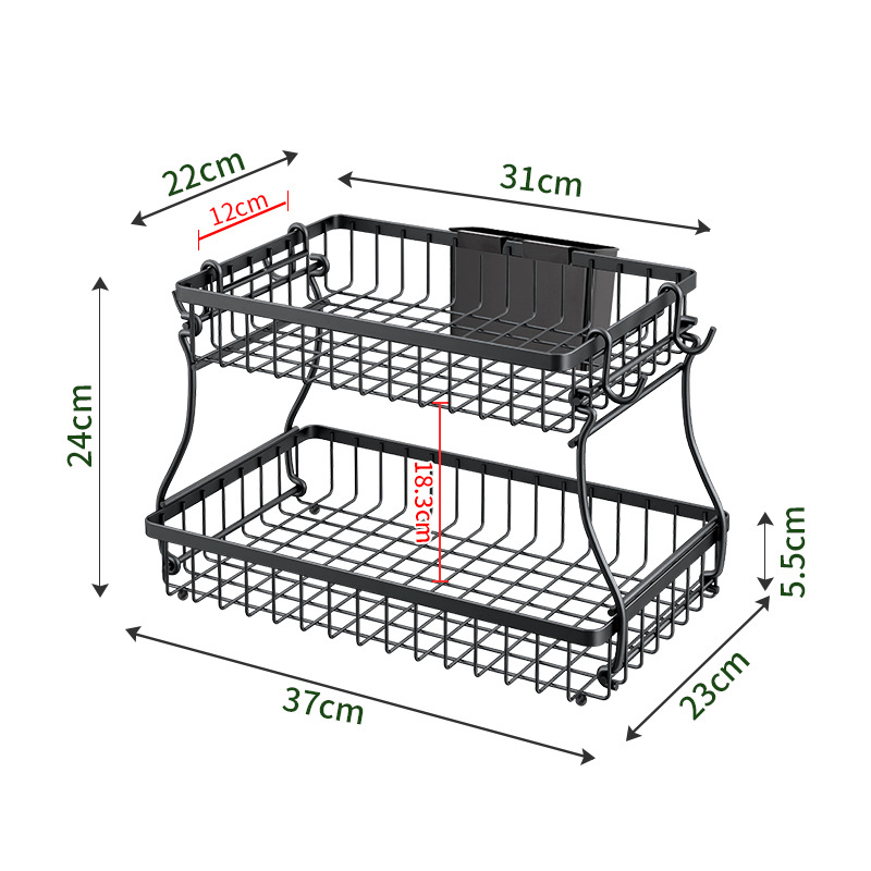 Vasból készült több rétegű gyümölcs- és snacktároló kosár leválasztható rekeszekkel, irodához, nappaliba és fürdőszobába