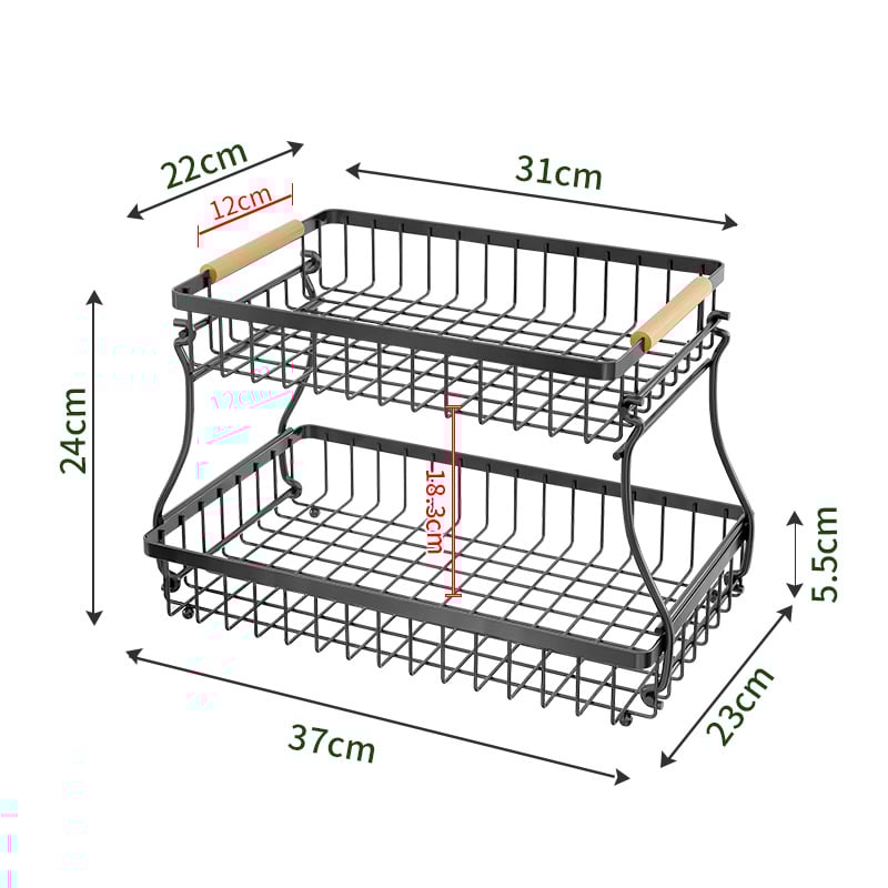 Vasból készült több rétegű gyümölcs- és snacktároló kosár leválasztható rekeszekkel, irodához, nappaliba és fürdőszobába