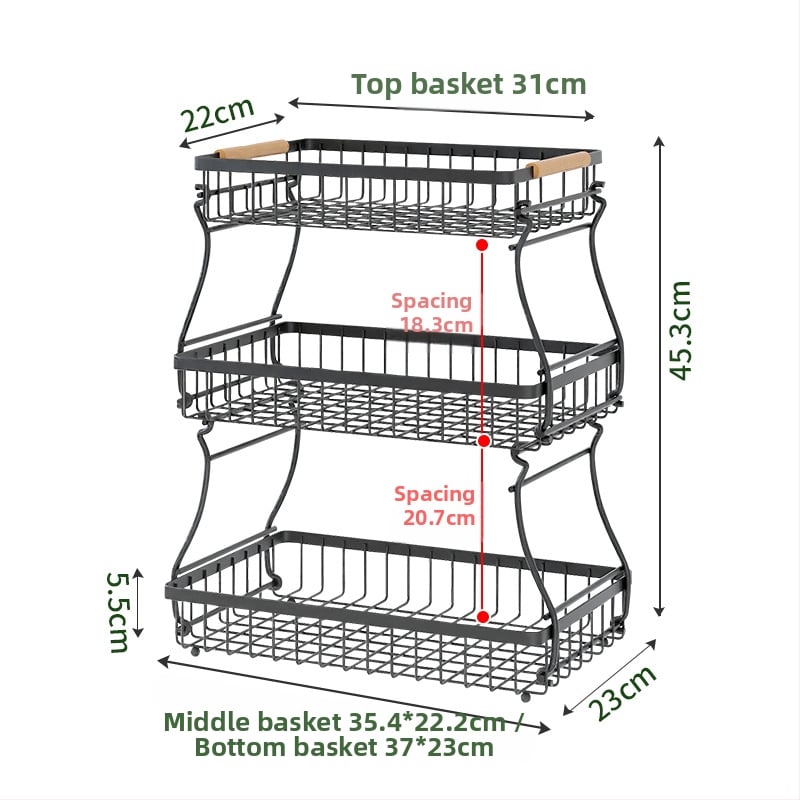 Vasból készült több rétegű gyümölcs- és snacktároló kosár leválasztható rekeszekkel, irodához, nappaliba és fürdőszobába
