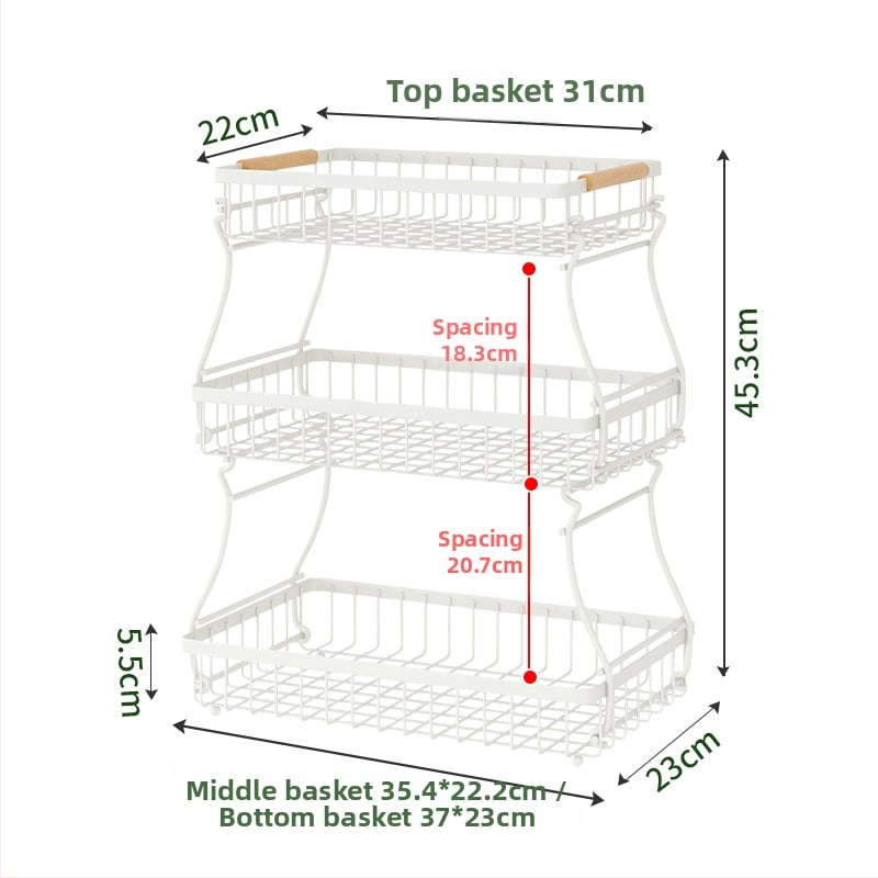 Vasból készült több rétegű gyümölcs- és snacktároló kosár leválasztható rekeszekkel, irodához, nappaliba és fürdőszobába