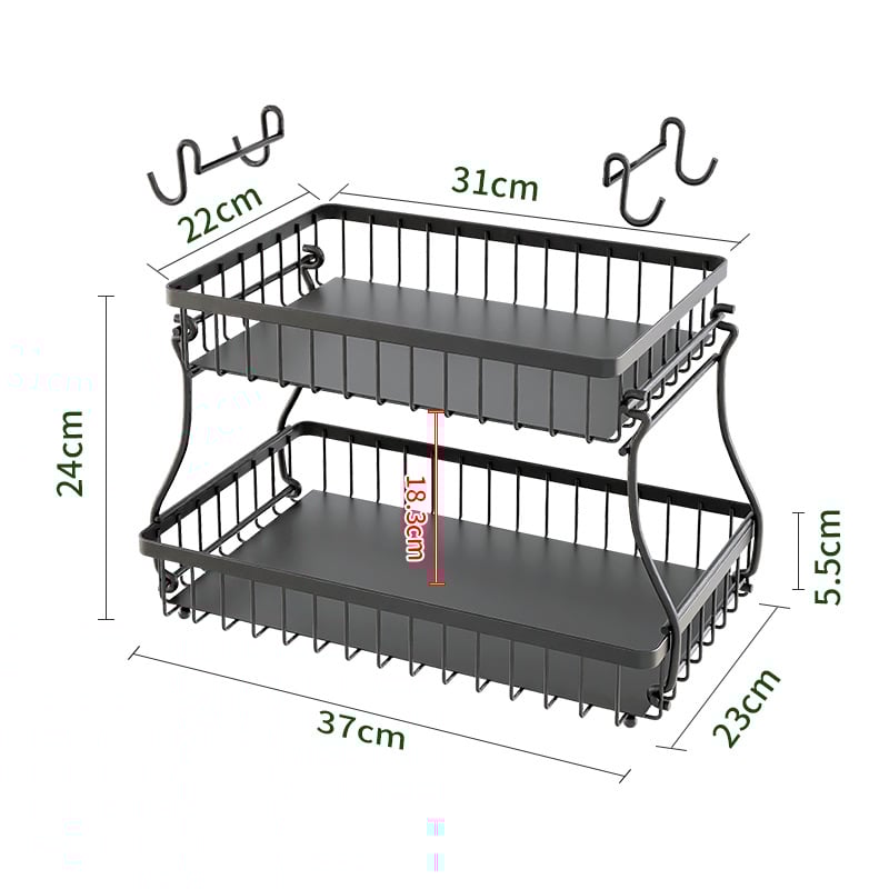 Vasból készült több rétegű gyümölcs- és snacktároló kosár leválasztható rekeszekkel, irodához, nappaliba és fürdőszobába