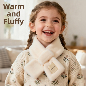 Vaikų šalikas iš dirbtinio triušio kailio, žiemai, kryžminis kaklo dizainas, palaiko šilumą.