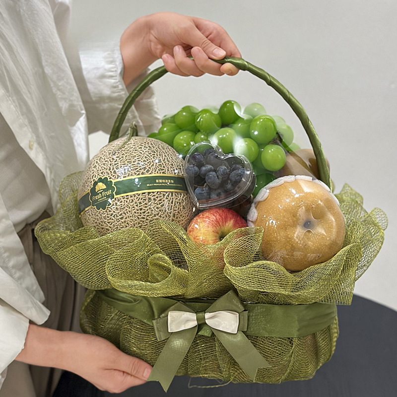 Rataninis vaisių krepšelis, rankų darbo, DIY tinklo įpakavimas dovanoms, kaimo stilius, paprastas stilius