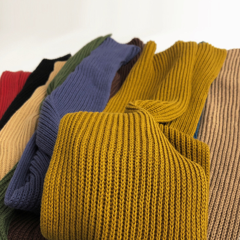 Unisex šalikų iš medvilnės – japoniškas ir korejiečių saldus stilius, paprastas mezginys, vienodas raštas, šildo