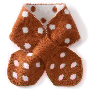 Laste kašmiirne kaelasoojendi, lihtne kudum, täppidega muster, talveks