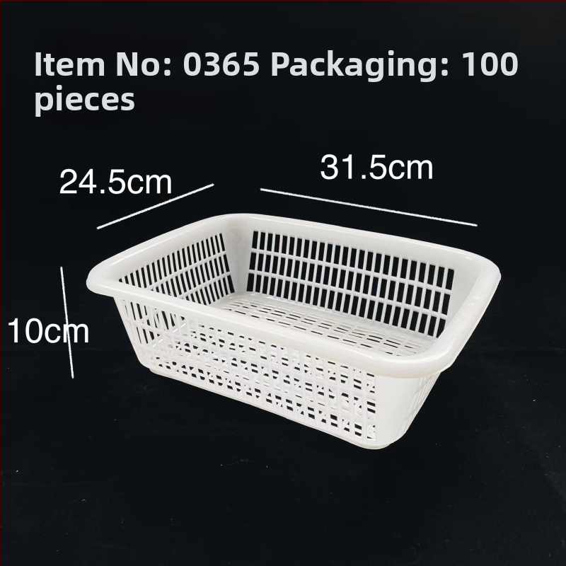 Műanyag tárolókosár négyzetes szitával és lefolyó funkcióval, modell 0361, PE anyag